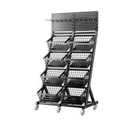 pujindu Espositore Per Snack A 3/4 Ripiani Con Ruote, Grande Scaffale Per Snack In Metallo, Espositore Per Negozi Indipendente Per Supermercati, Bar E Dispensa(nero,73x40x137.5cm)