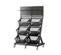 pujindu Espositore Per Snack A 3/4 Ripiani Con Ruote, Grande Scaffale Per Snack In Metallo, Espositore Per Negozi Indipendente Per Supermercati, Bar E Dispensa(nero,73x40x110.5cm)