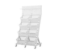 pujindu Espositore Per Snack A 3/4 Ripiani Con Ruote, Grande Scaffale Per Snack In Metallo, Espositore Per Negozi Indipendente Per Supermercati, Bar E Dispensa(Bianco,73x40x137.5cm)