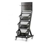 pujindu Espositore Per Snack A 3/4 Ripiani Con Ruote, Grande Scaffale Per Snack In Metallo, Espositore Per Negozi Indipendente Per Supermercati, Bar E Dispensa(nero,38x40x110.5cm)
