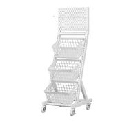 pujindu Espositore Per Snack A 3/4 Ripiani Con Ruote, Grande Scaffale Per Snack In Metallo, Espositore Per Negozi Indipendente Per Supermercati, Bar E Dispensa(Bianco,38x40x110.5cm)
