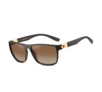 PUKCLAR Occhiali da sole uomo polarizzati occhiali da sole leggeri TR90 montatura occhiali da sole quadrati con protezione UV400 per guida, pesca, C2 montatura nera/vetro polarizzato marrone, L