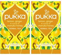Pukka Lemon, Ginger & a Touch of Manuka Honey, Tisana Biologica Con Limone, Zenzero, Miele di Manuka, Con Ingredienti 100% Naturali, Ideale per il Supporto Quotidiano, 20 Filtri (Confezione da 2)
