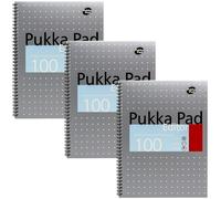 Pukka Pad, A4+ Metallic Editor Pad 3 Pack - Wirebound Notebook with 8mm Lines an