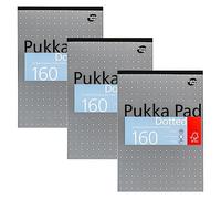 Pukka Pad, Blocco note metallico A4 punteggiato per grafica, arte, bullet journaling, confezione da 3 pezzi, 29,7 x 21 cm, rilegatura a nastro, carta da 80 g/m², margini a 4 fori e perforazione, 160
