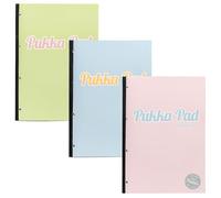 Pukka Pad Confezione da 3 blocchi di ricarica formato A4 pastello, facili da strappare, con 400 pagine, 200 fogli da 80 g/m², carta a righe da 8 mm con margini perforati a 4 fori per compatibilità con