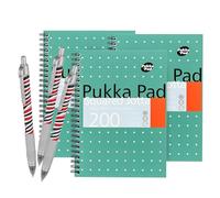Pukka Pad Jotta - Quaderno a quadretti formato A5, 200 pagine, con rilegatura a spirale, carta a quadretti da 80 g/m² e bordi perforati, per scuola, ufficio e diario, varianti disponibili con sfera