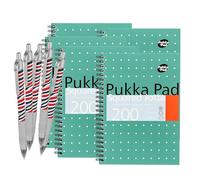 Pukka Pad Jotta - Quaderno a quadretti formato A5, 200 pagine, con rilegatura a spirale, carta a quadretti da 80 g/m² e bordi perforati, per scuola, ufficio e diario, varianti disponibili con penna a