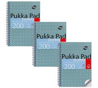 Pukka Pad, Jotta - Quaderno A5 punteggiato metallico per grafica, arte, bullet journaling, confezione da 3, 21 x 14,8 cm, rilegatura a spirale, carta da 80 g/m², margine a 4 fori e perforazione, 200