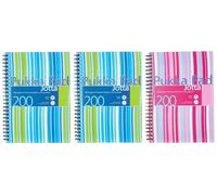 Pukka Pad, Striped Jotta Pad A5 Notebook 3-Pack with Twin Wire Binding - 200 Pag