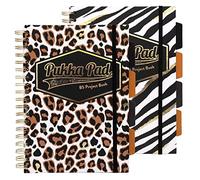 Pukka Pad, Wild B5 - Quaderno con copertina rigida, 2 pezzi, con rilegatura a spirale, motivo zebrato e leopardato, include 4 divisori riposizionabili e chiusura elastica