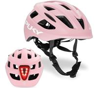 PUKY Casco M rosa, ideale per circonferenza della testa 54 - 58 cm, leggero e ventilato, robusto policarbonato e schiuma EPS, modulo luce e visibilità a 360°, design elegante e opzioni di colore