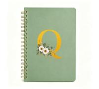 PUKZIC Floral Initial Notebook for Women, Spiral Lined Journal, 6 x 8 Inch, Letter Q