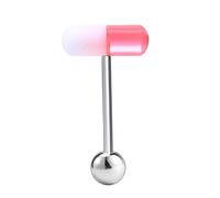 PULABO 1-10 Pezzi Colorato Capsula Anelli di Lingua Acrilico Pillola Tongue Piercing Gioielli Donne Acciaio Chirurgico Lingua Anello Bar Bilanciere 14G squisito