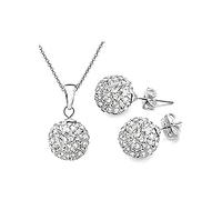 PULABO 1 paio di orecchini da donna + 1 collana di orecchini di pietre preziose artificiali Collana di orecchini di zirconi retrò al colloOrecchini da 10 mm + collana d'argento Prestazioni affidabili