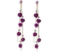 PULABO 1 paio di orecchini da donna eleganti lucidi, fiore di rosa, orecchini a goccia lunghi con nappe, gioielli per feste moda