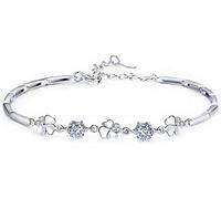 PULABO 1 x braccialetto per donna Gioielli regolabili Zircone Bracciale fiore Ciondolo catena Bracciale donna Regalo amore Conveniente e durevole squisito
