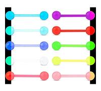 PULABO 10pcs Anelli per la lingua Barre per la lingua in acrilico Barre per piercing alla lingua per i bilancieri in plastica per la lingua di notte moda