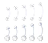 PULABO 14G 16G Anelli per ombelico trasparente Bioflex Anello per ombelico in plastica Bilanciere curvo Piercing all'ombelico Fermi per chirurgia del lavoro squisito