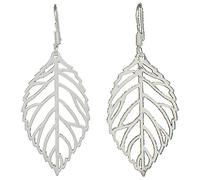 PULABO 2 PCS 925 Sterling Silver Floreale 3D filigrana Hollow Leaf Hook Orecchini pendenti per le donne Ragazze 1925 orecchini foglia argento 1 paio moda