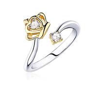 PULABO Anello aperto da donna in stile principessa regina corona zircone nobile gioielli regalo di qualità superiore e creativo