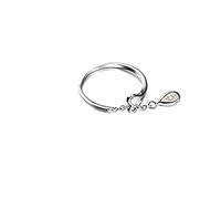 Pulabo Anello aperto regolabile con piccole gocce d'acqua, alla moda, da donna, color argento, comodo ed ecologico, Argento