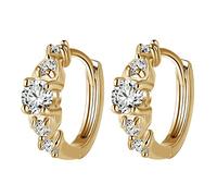 PULABO Cinque orecchini a cerchio di lusso con intarsio in zircone Aaa Argento/colore oro Brincos Gioielli di moda Orecchini in cristallo austriaco da donna E138 moda