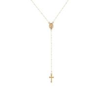 PULABO Collana con ciondolo rosario religioso vintage in oro rosa/oro rosa con croce cristiana per le donne regali di gioielli con ciondoli moda