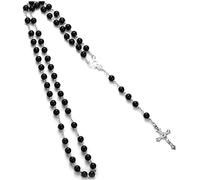 PULABO Collana di perle di vetro rotonda fatta a mano di moda Collana di perline di rosario cattolico Collana con ciondolo religioso in rilievo moda