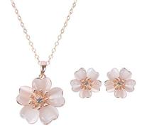 PULABO Collana + orecchini piccoli fiori freschi Set orecchini gioielli per donna ragazza elegante e popolare moda