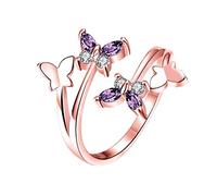 PULABO Elegante anello da donna a forma di farfalla, in argento Sterling, per donne con ragazze, alla moda, 1 pezzo, oro rosa, qualità superiore e creativo, Oro rosa Argento
