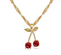 PULABO Gioielli di moda di lusso color oro rosso cristallo ciliegia ciondolo collana orecchini set di gioielli S004 squisito