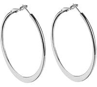 PULABO Orecchini a cerchio grandi Orecchini a cerchio piatto per donne Ragazze 1 paio d'argento, orecchini a cerchio a cerchio intero, set di orecchini squisito