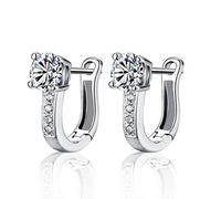 PULABO Orecchini a forma di U personalizzati con diamanti Orecchini in argento Orecchini a bottone trasparenti Orecchini a bottone Gioielli scintillanti per donne Molto pratico e popolare squisito