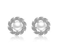 PULABO Orecchini con strass brillanti per donna, eleganti orecchini a bottone con strass finti con perle per donna Gioielli da donna con orecchini a bottone - Argento Comodo e pratico squisito