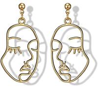 PULABO Orecchini da donna classici in lega scavano pendenti con orecchio a forma di viso Charming Lady Earbob Gioielli da donna alla moda regalo - Oro moda