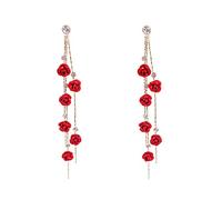 PULABO Orecchini pendenti con nappa lunga fiore rosa moda per donna regalo gioielli orecchini pendenti pendenti appesi squisito