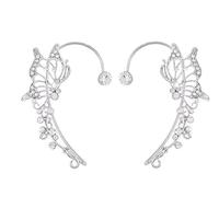 PULABO Orecchino Del Polsino Dell'orecchio Dell'elfo Fata Per Le Donne Argento Polsini Dell'orecchio Della Farfalla Punk Elf Involucri Dell'orecchio Per Le Ragazze Goth Orecchini A Clip Antichi Orecc