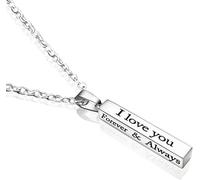 PULABO Regali per coppie, Ti amo per sempre e sempre Collana in acciaio inossidabile Collana con ciondolo a barra quadrata Regali di San Valentino per lui Il suo fidanzato Regali per la fidanzata Nat
