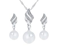 PULABO Set collana e orecchini Moda lucente perla di cristallo maglione ciondolo collana regalo gioielli per le donne molto pratico e popolare moda