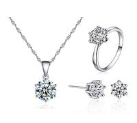 PULABO Splendido Set di Gioielli in Argento con Orecchini, Bracciale, Orecchini e Anello Regolabile per Donne e Ragazze, Regalo di Compleanno, Comodo ed Ecologico