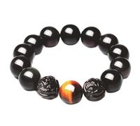 PULaif Bracciale di ossida Occhio Arcobaleno Naturale Ossidiana Oro Cristallo allontana Spiriti maligni Talismano prosperità, Ossidiana, 14 mm(Obsidian-16mm)