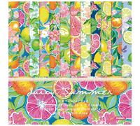 PULaif Carta per Scrapbooking, 6"x6", 24 Fogli di Carta con Motivo a Frutta Arancione e Limone, cartoncino monofacciale da 160 g/m² for la creazione di Biglietti di Sfondo for Album fotografici