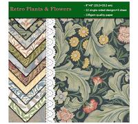 PULaif Carta per Scrapbooking, Confezione da 36 Fogli di Carta con Motivi di Foglie e Fiori, 135 g/m², Stampe monofacciali, cartoncino for Album fotografici Fai da Te, Sfondo for Biglietti
