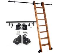 PULaif Kit di ferramenta per Scala Mobile, Kit di ferramenta for Scale scorrevoli in Acciaio Inossidabile con Ruote a rulli for Pavimenti, Diverse Dimensioni 100-600 cm(16ft/500cm Track Kit)