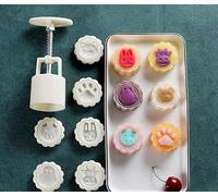 PULaif Stampo per mooncake, Stampo for Mooncake a Forma di Fiore con timbri for Biscotti, Confezione da 6, 8 o 12 Pezzi, 50 g(D)