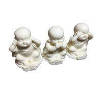 PULaif Statue Decorazione Ornamenti, Confezione da 3 Statue del Monaco Buddha Sento, Vedo, Non Parlo for Decorare la scrivania della casa.