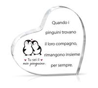 PulangRen Regalo San Valentino Per Lui Lei Pinguino Placca Acrilica Regali Per Lei Lui Regali Di Coppia Regalo Fidanzato Fidanzata Regalo Anniversario Per Lui Lei