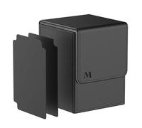 Pulchra Scatola Box Porta Carte Capacità fino a 100+ carte, con 2 Piastra di Partizione, Magnetic Flip Deck Box (Logo-M Design, Nero)