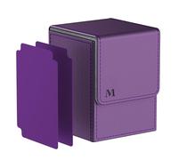 Pulchra Scatola Box Porta Carte Capacità fino a 100+ carte, con 2 Piastra di Partizione, Magnetic Flip Deck Box (Logo-M Design, Viola)